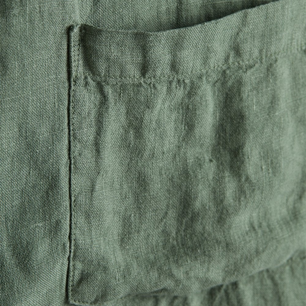 Linen Camp Collar Shirt 24 - Dry Green - Image 7