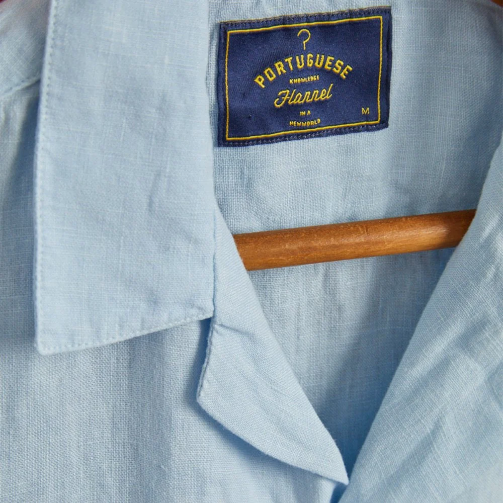 Linen Camp Collar Shirt 24 - Sky - Image 3