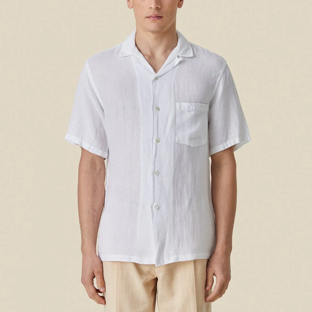 Linen Camp Collar Shirt 25 - White