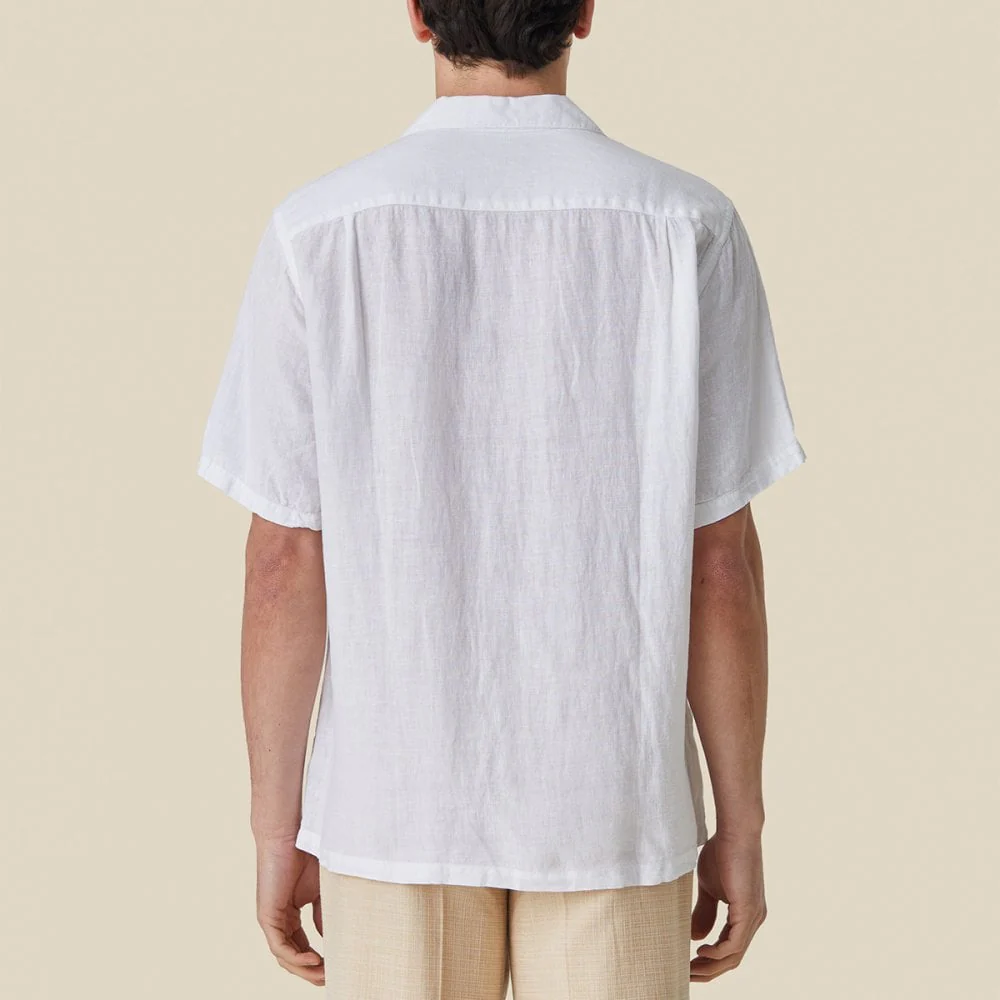 Linen Camp Collar Shirt 25 - White - Image 2