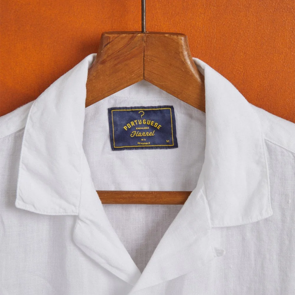 Linen Camp Collar Shirt 25 - White - Image 3
