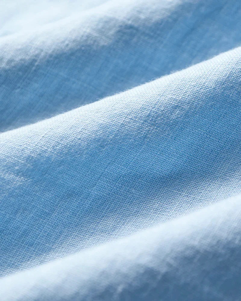 Linen Camp Collar Shirt - Sky - Image 4