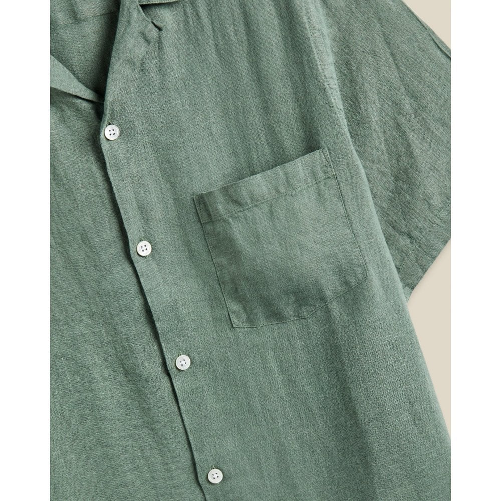 Linen Camp Collar Shirt 25 - Dry Green - Image 3