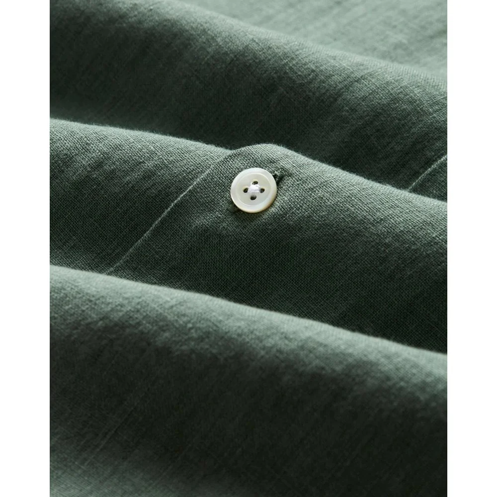 Linen Camp Collar Shirt 25 - Dry Green - Image 4