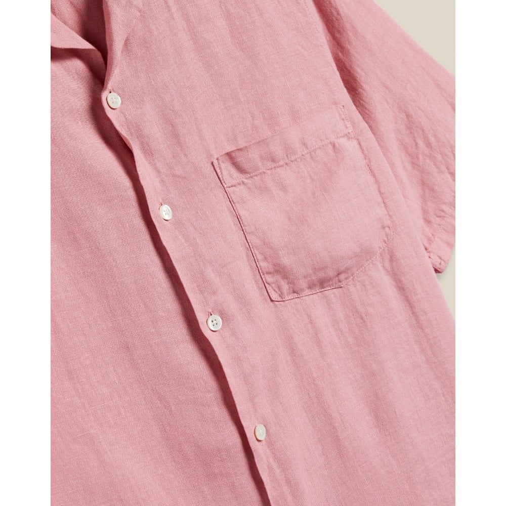 Linen Camp Collar Shirt - Rose - Image 3