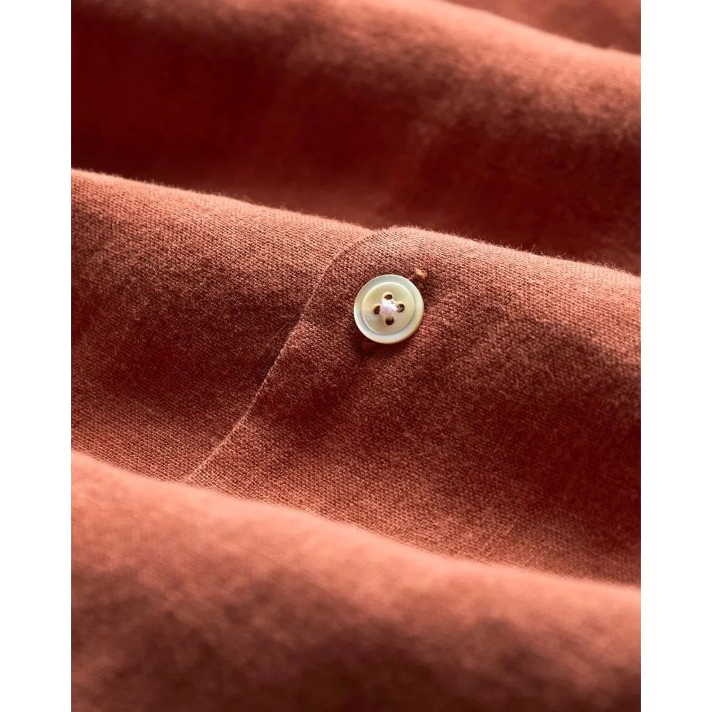Linen Camp Collar Shirt 25 - Terracotta - Image 4