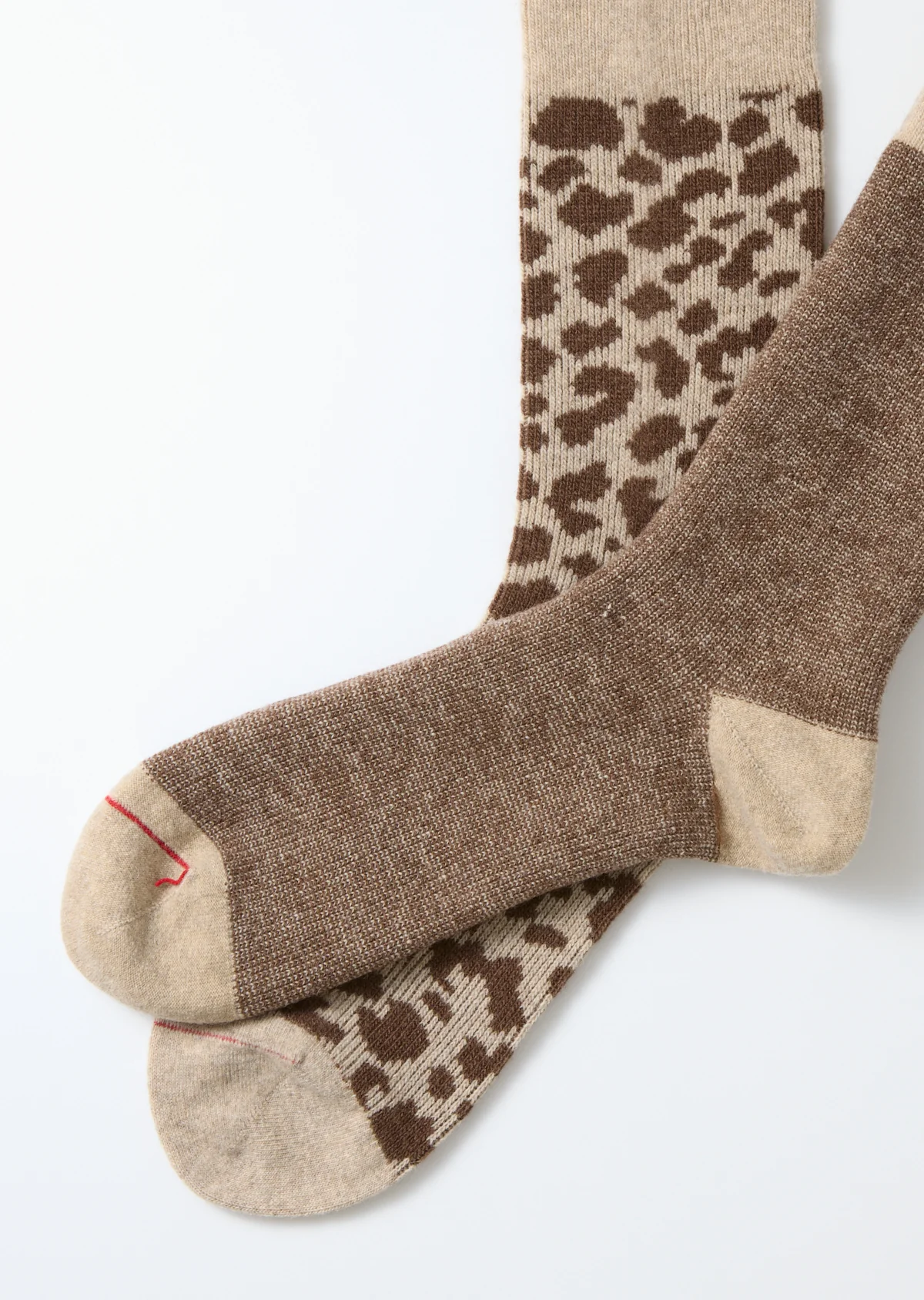 Leopard Pattern Merino Socks - Light Beige / Brown - Image 4