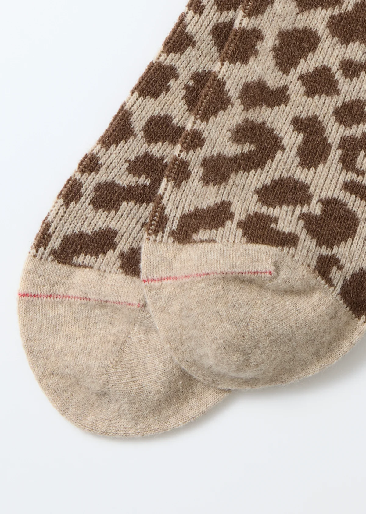 Leopard Pattern Merino Socks - Light Beige / Brown - Image 5