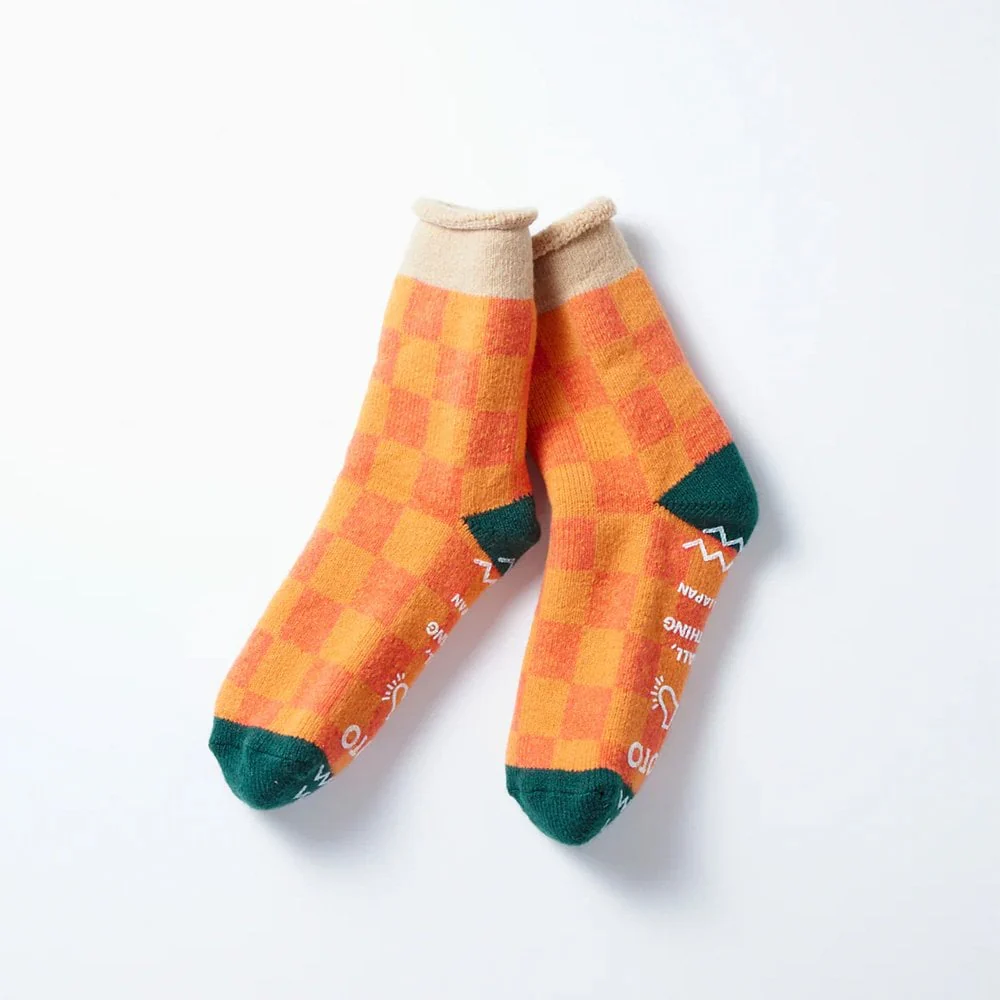 Pile Room Socks - Checkerboard - Beige / Dark Green