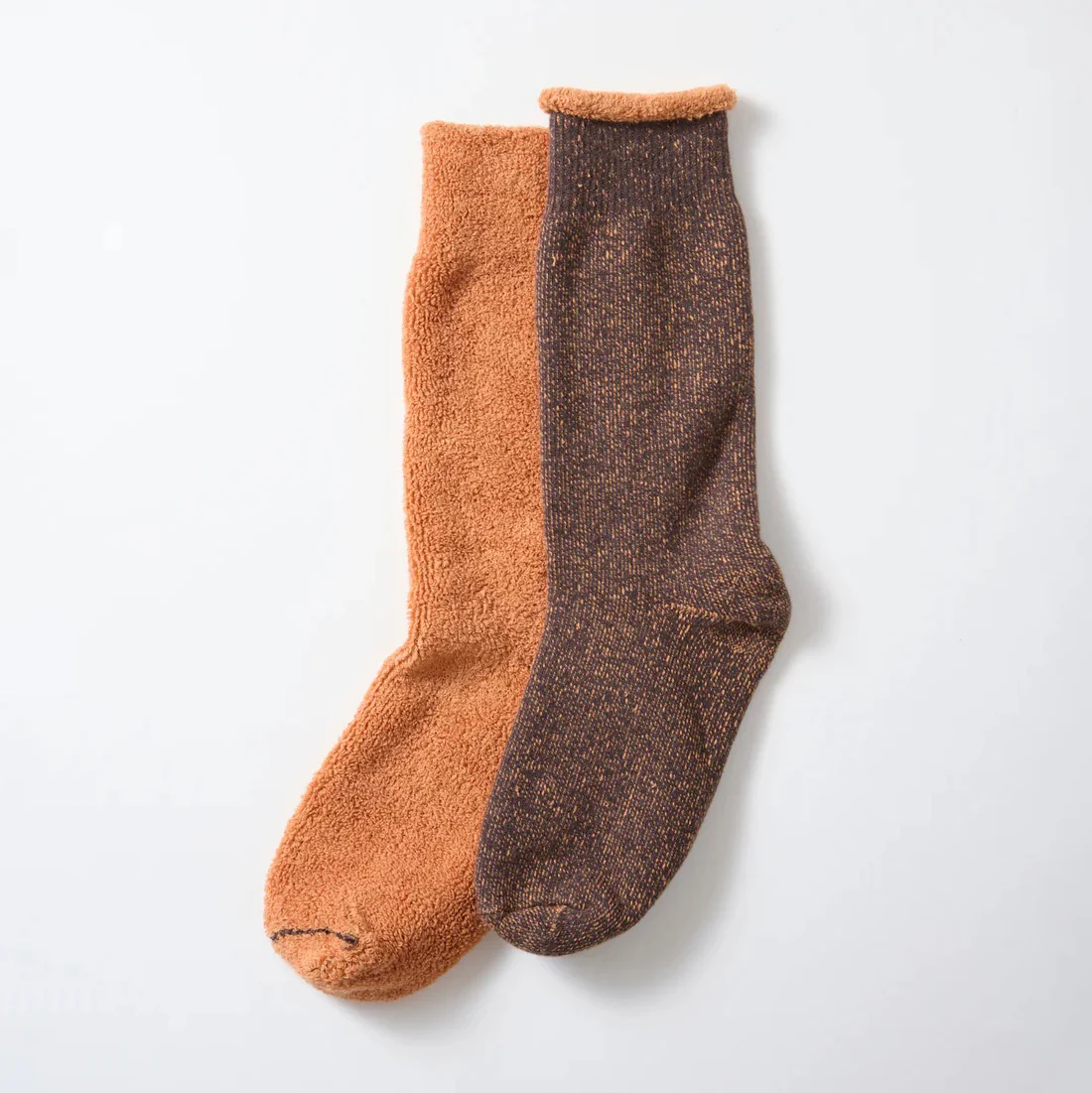 Reversible Pile Socks - Faded Black / Light Orange - Image 2