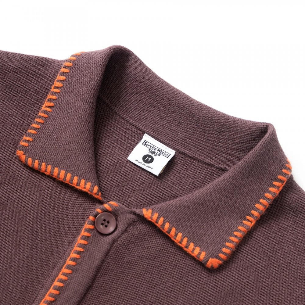 Blanket Stitch Cardigan - Brown - Image 2