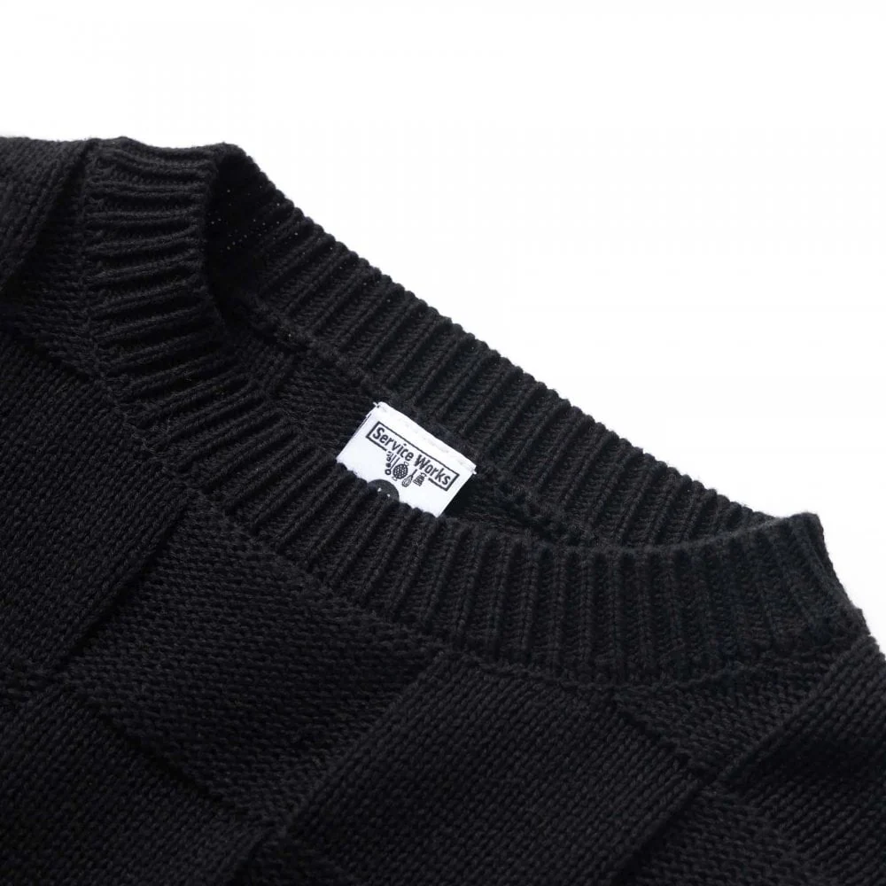 Check Knit Crewneck - Black - Image 4