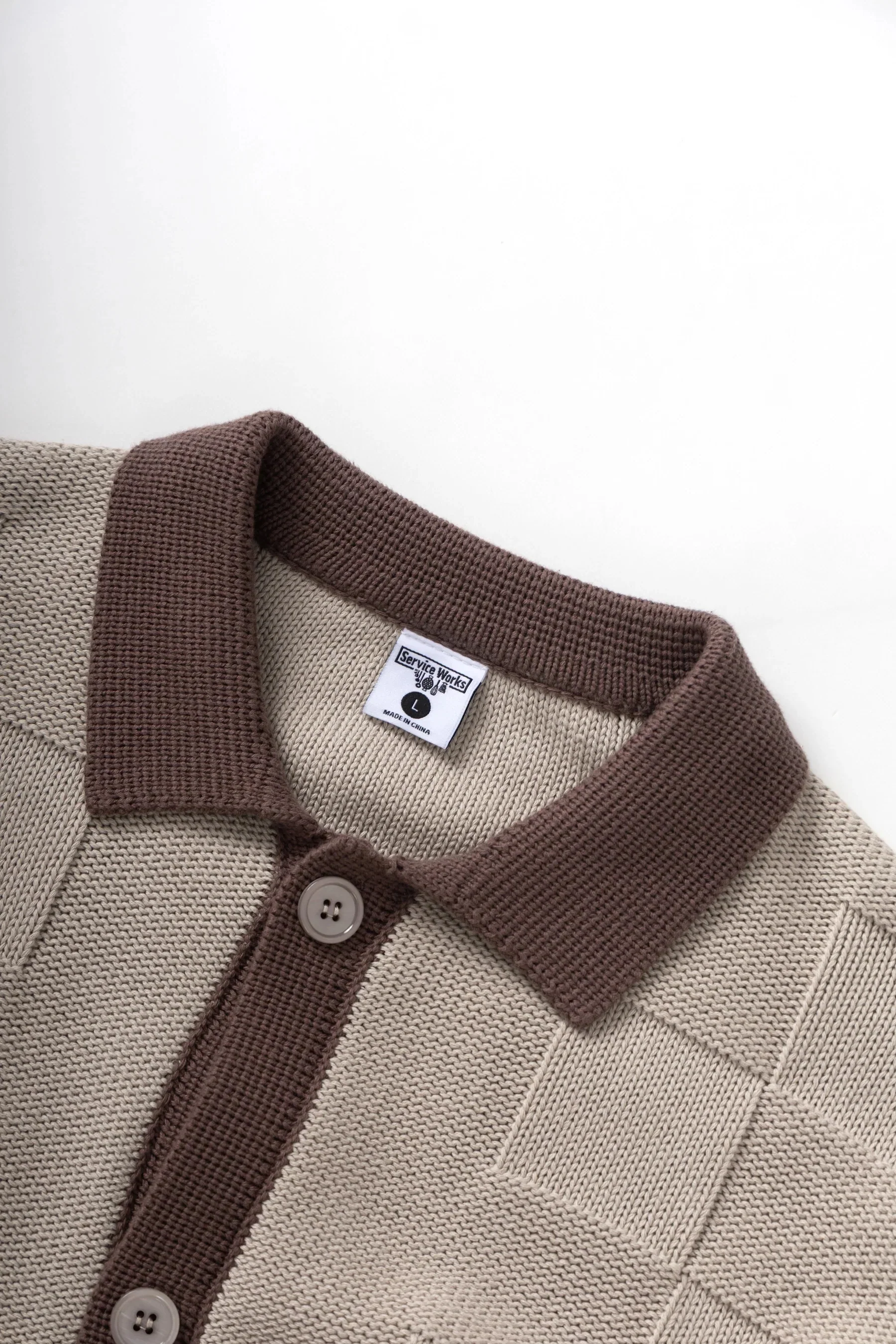 Check Panel Cardigan - Mushroom - Image 3