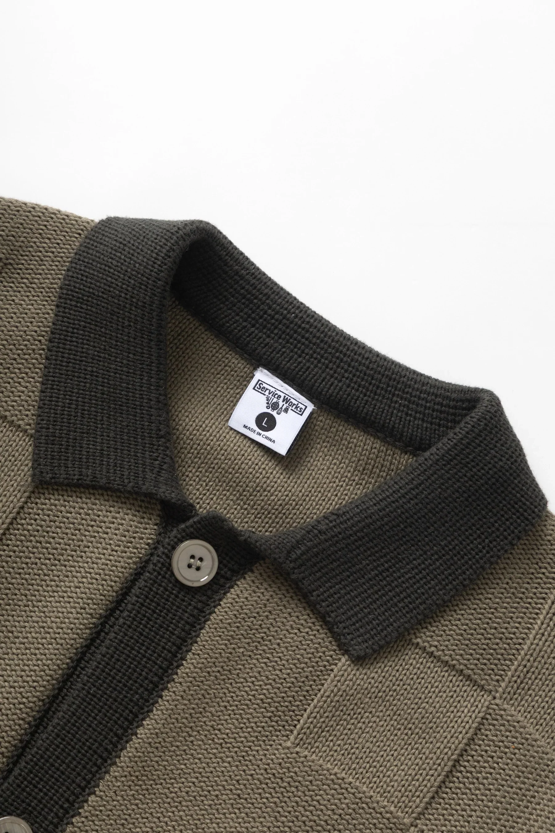 Check Panel Cardigan - Olive - Image 3