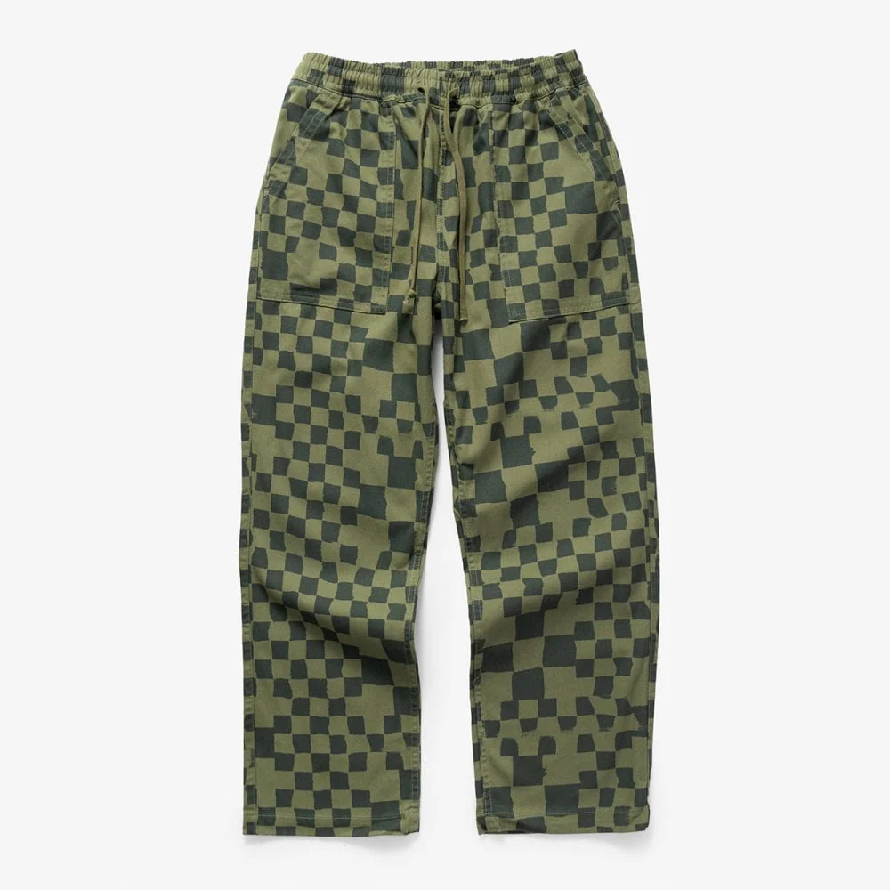 Printed Chef Pant - Olive Checker