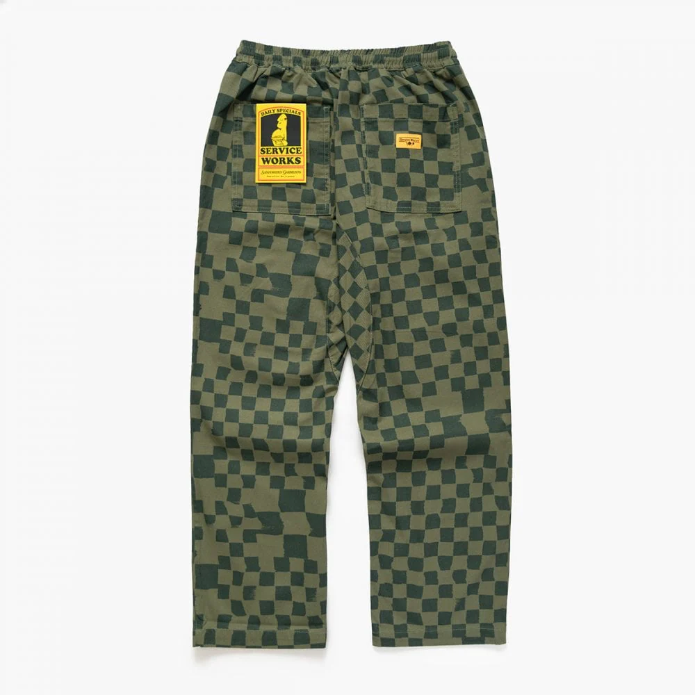 Printed Chef Pant - Olive Checker - Image 2