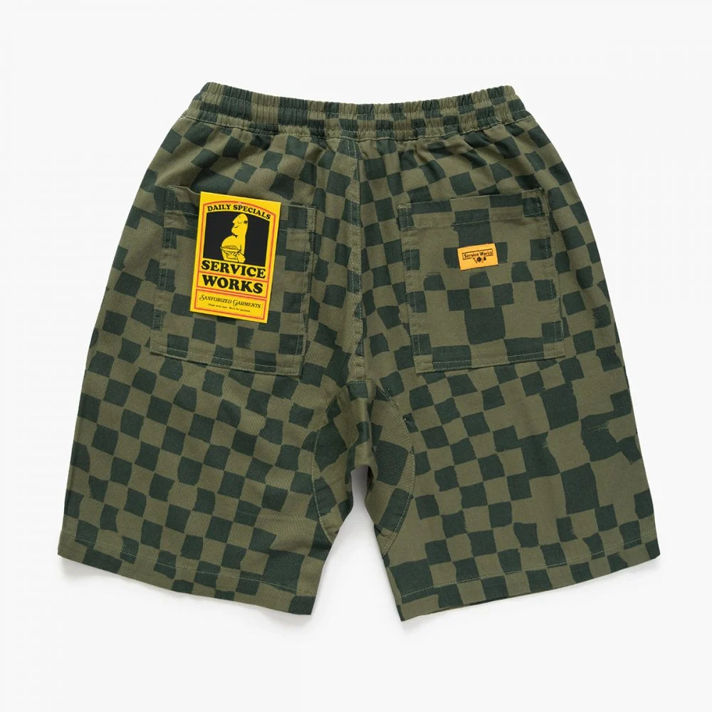 Printed Chef Short - Olive Checker - Image 2