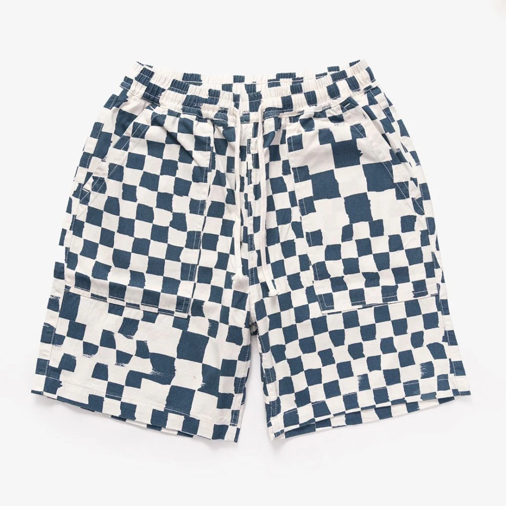Printed Chef Short - Teal Checker