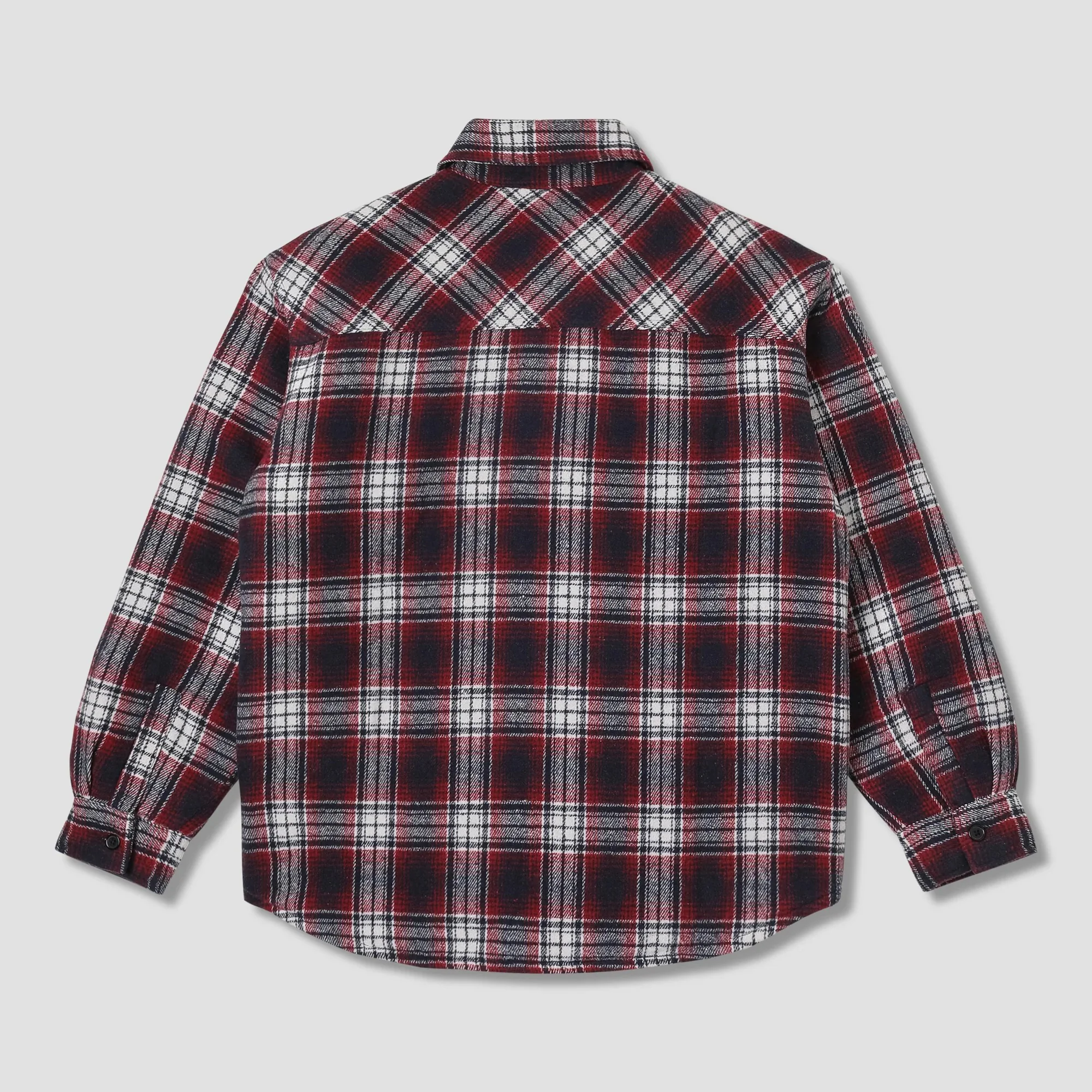 Quilted Plaid Overshirt - Red - Image 2