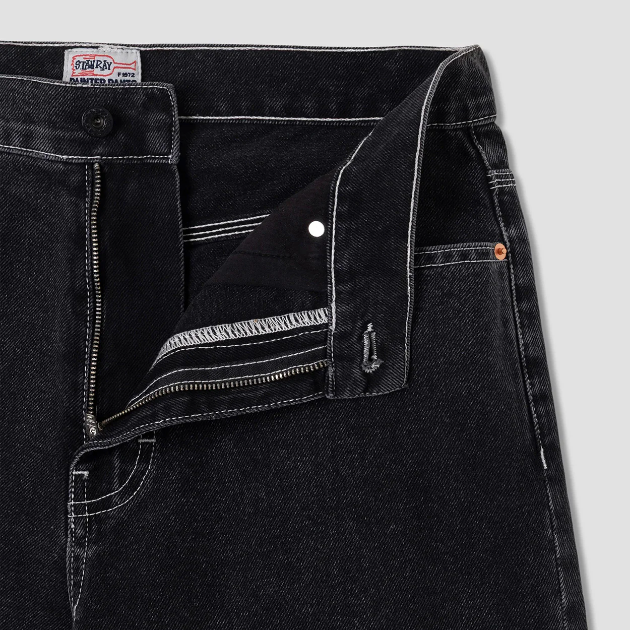 Wide 5 Short - Washed Black Denim - Image 3