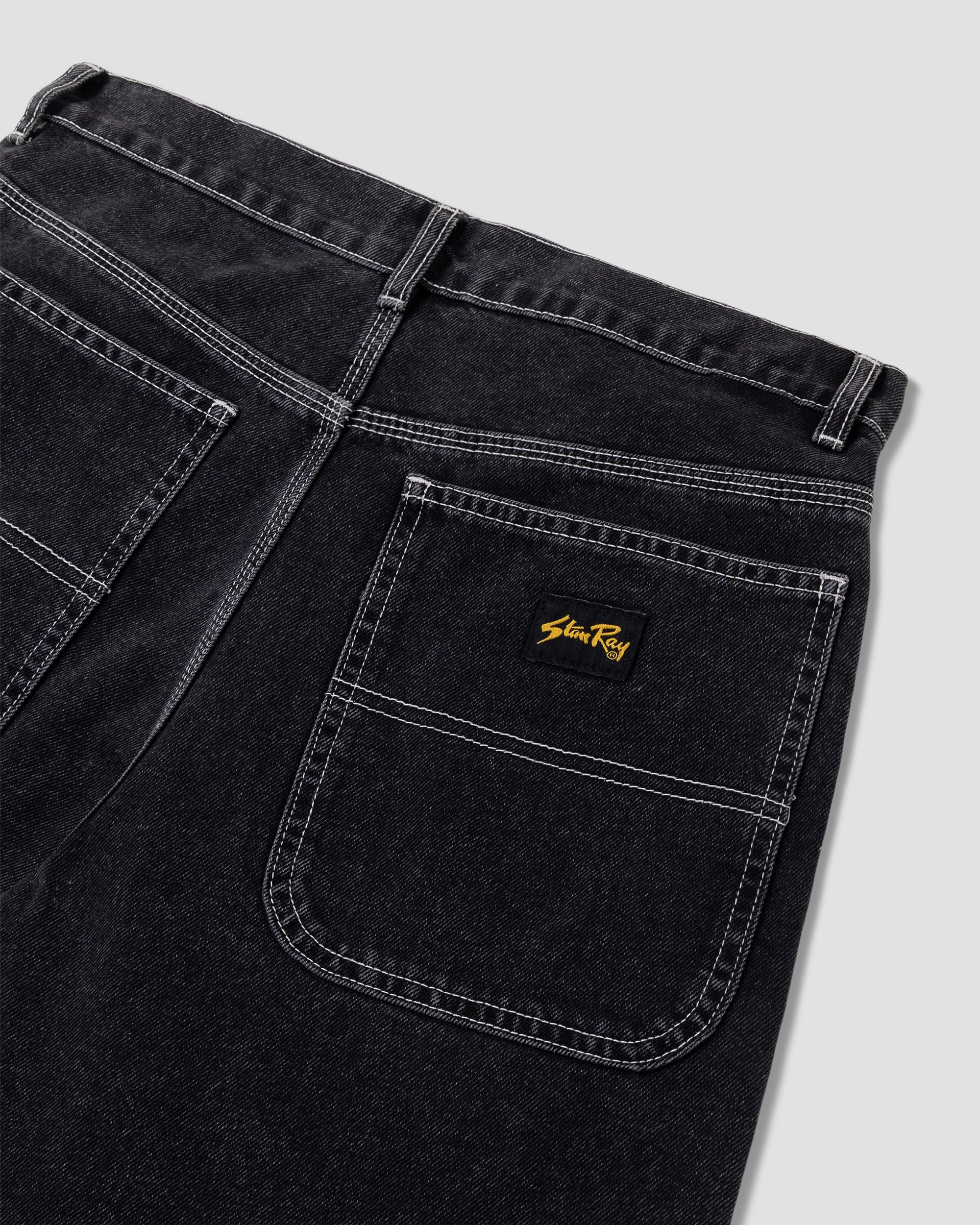 Wide 5 Short - Washed Black Denim - Image 4