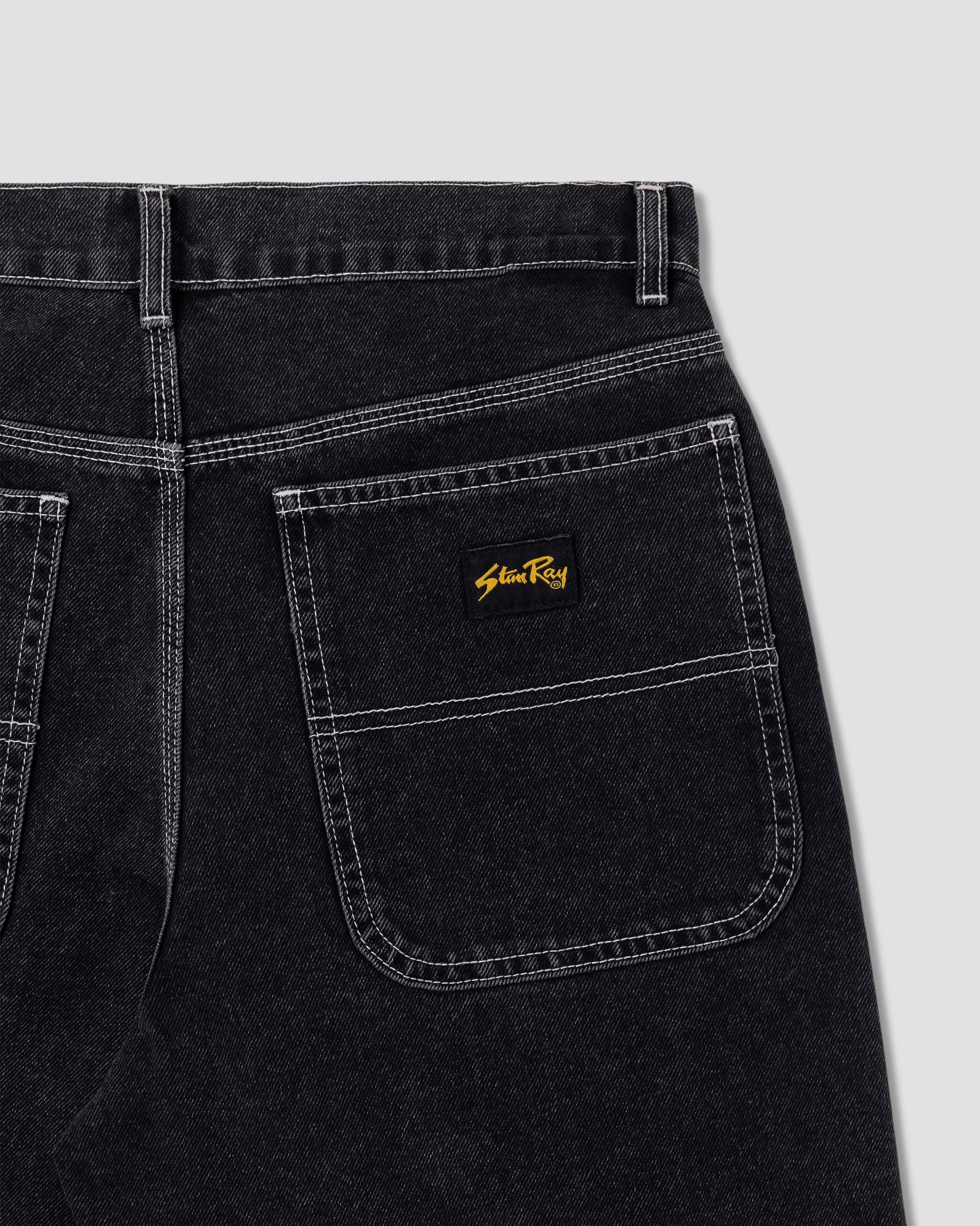 Wide 5 Short - Washed Black Denim - Image 5