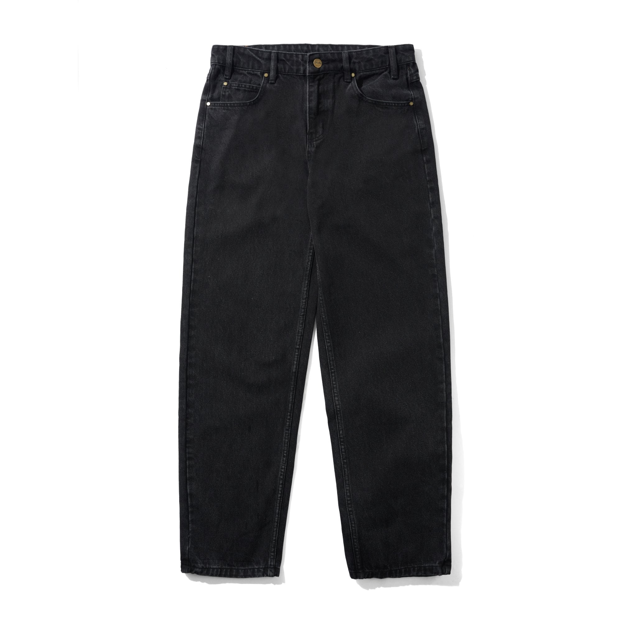 Straight Leg Denim Jeans - Washed Black