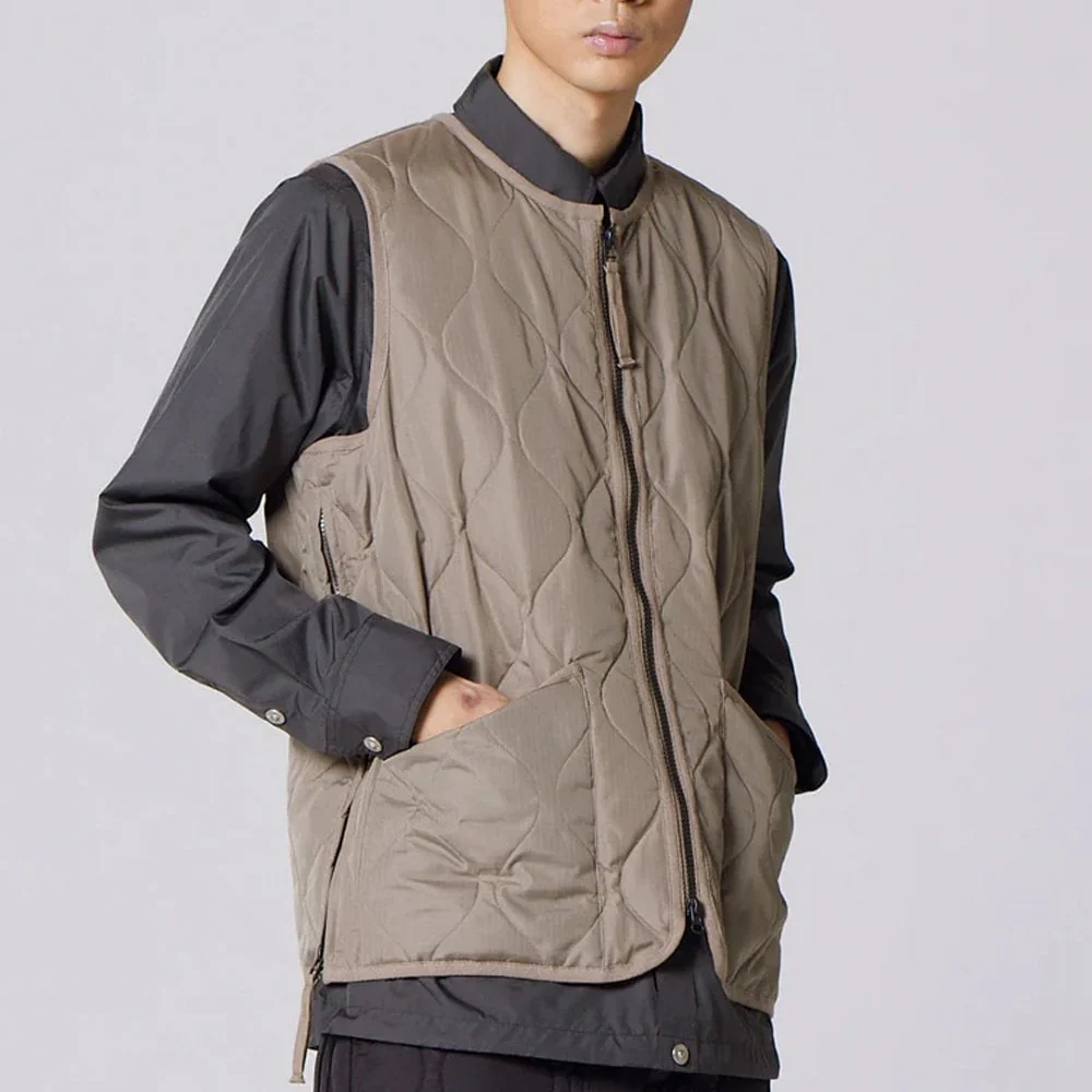Military Crew Neck W. Zip Down Vest - Light Mocha - Image 2