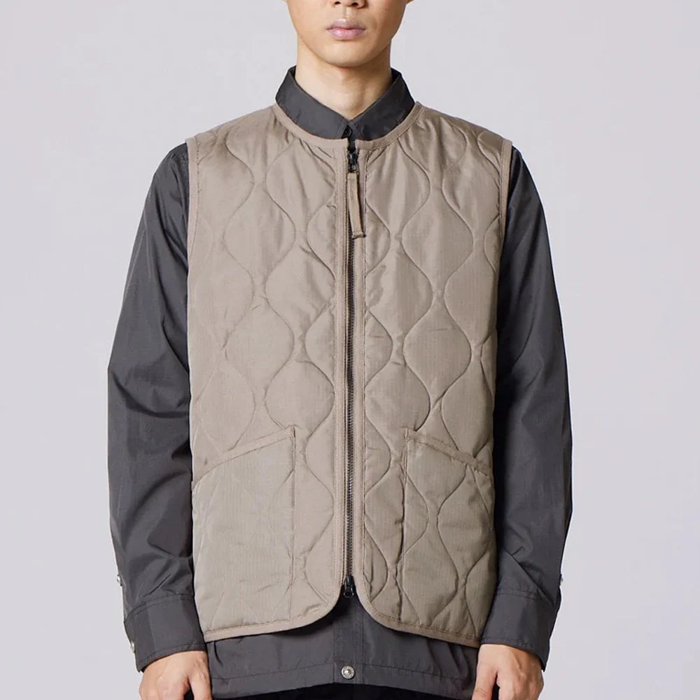 Military Crew Neck W. Zip Down Vest - Light Mocha - Image 3