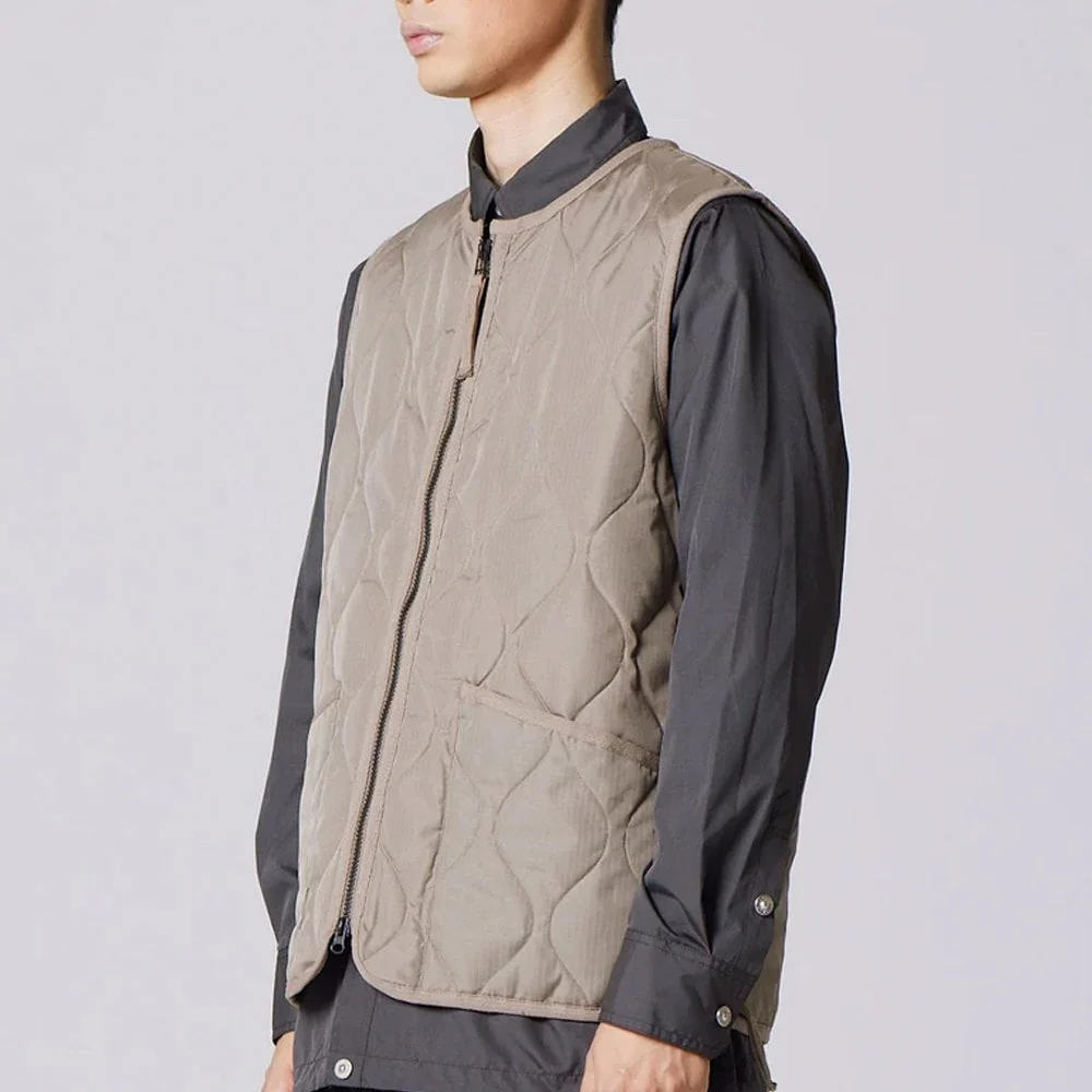 Military Crew Neck W. Zip Down Vest - Light Mocha - Image 4