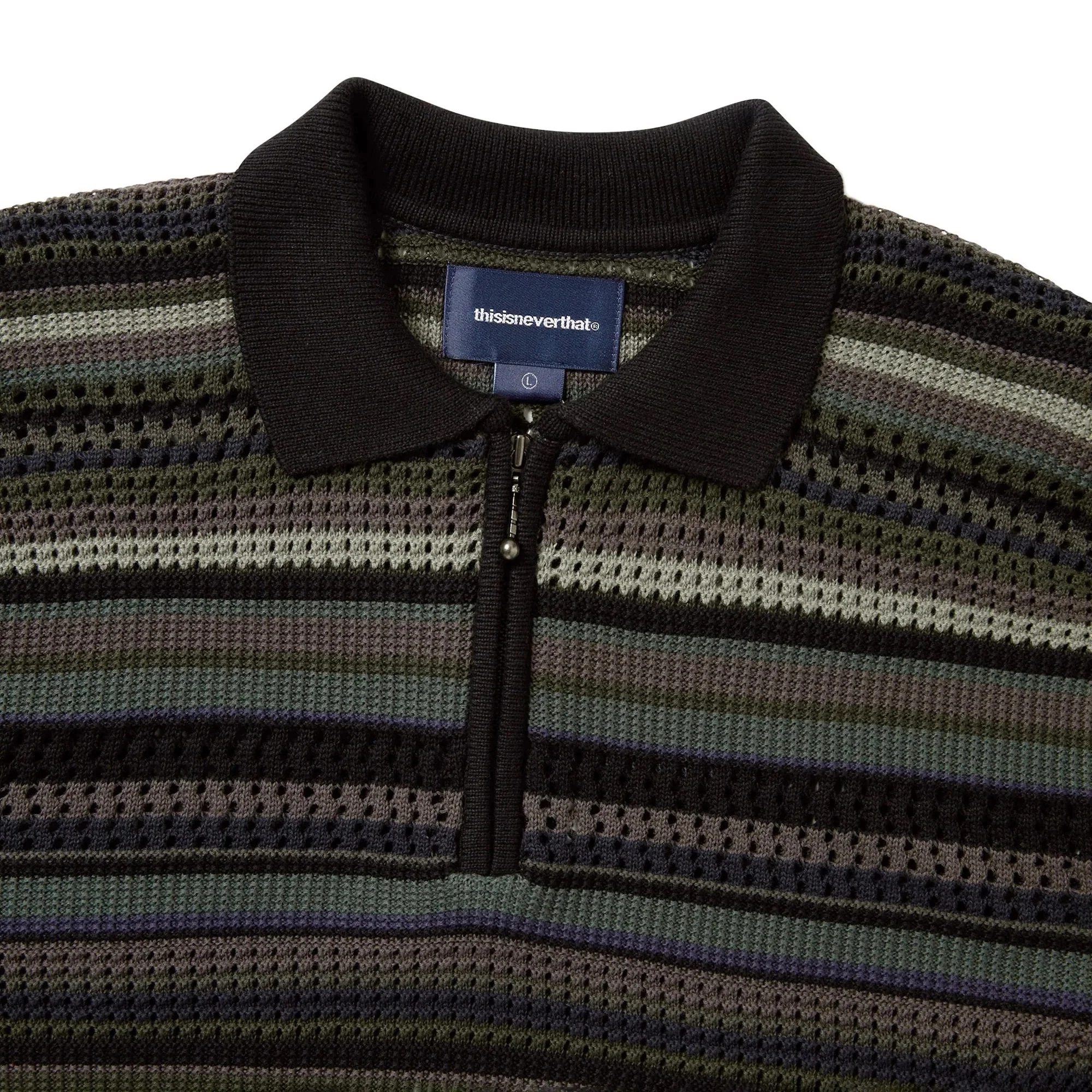 Striped S/S KnIt Polo - Black - Image 3