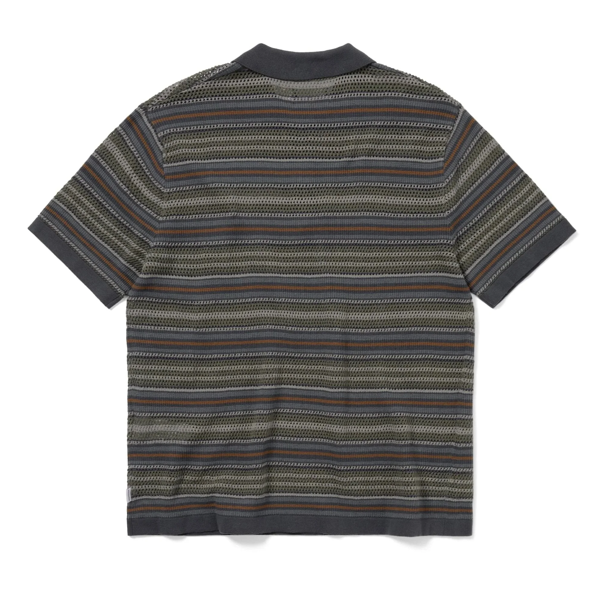 Striped S/S Knit Polo - Grey - Image 4