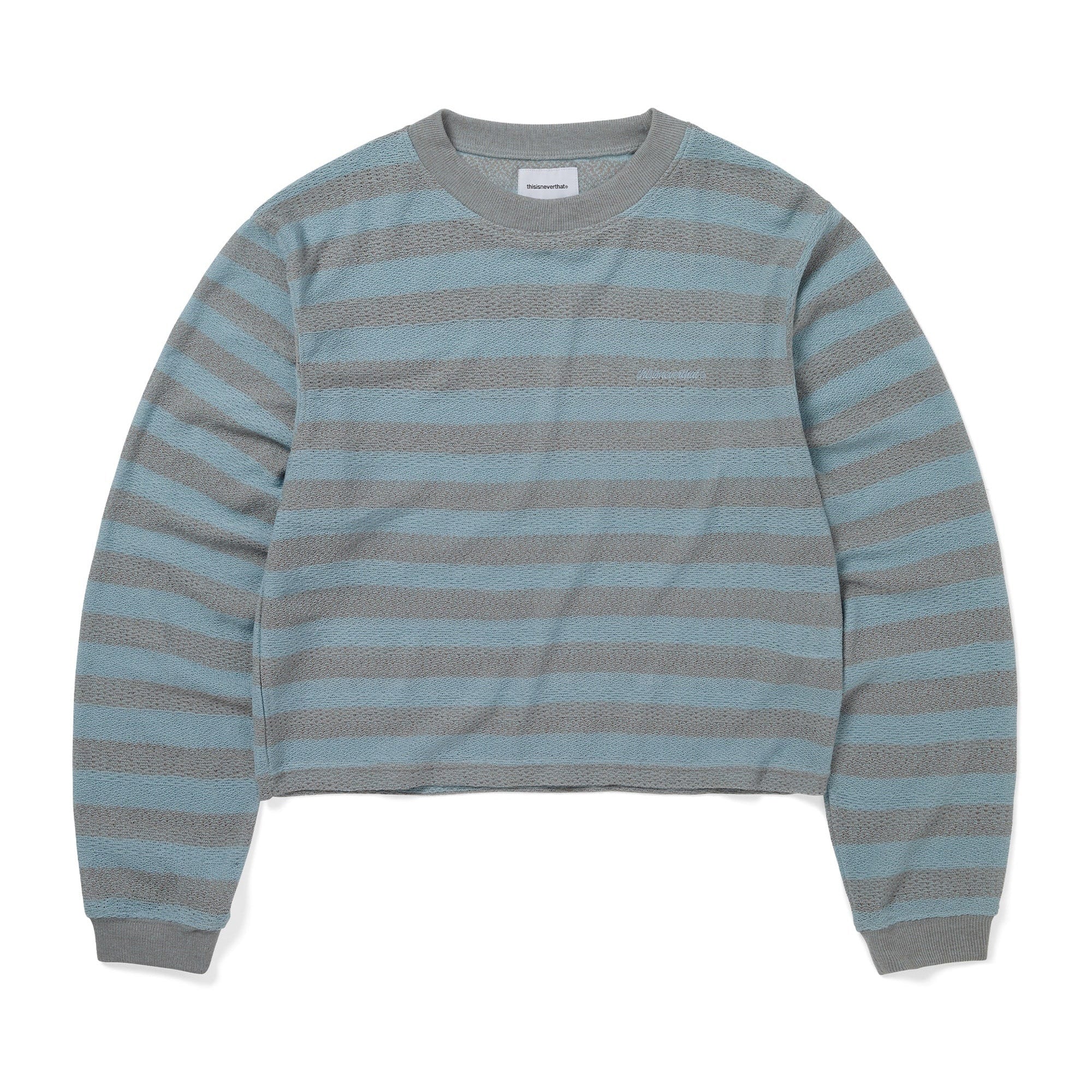 Women's Mesh Striped W Crewneck - Sky Blue