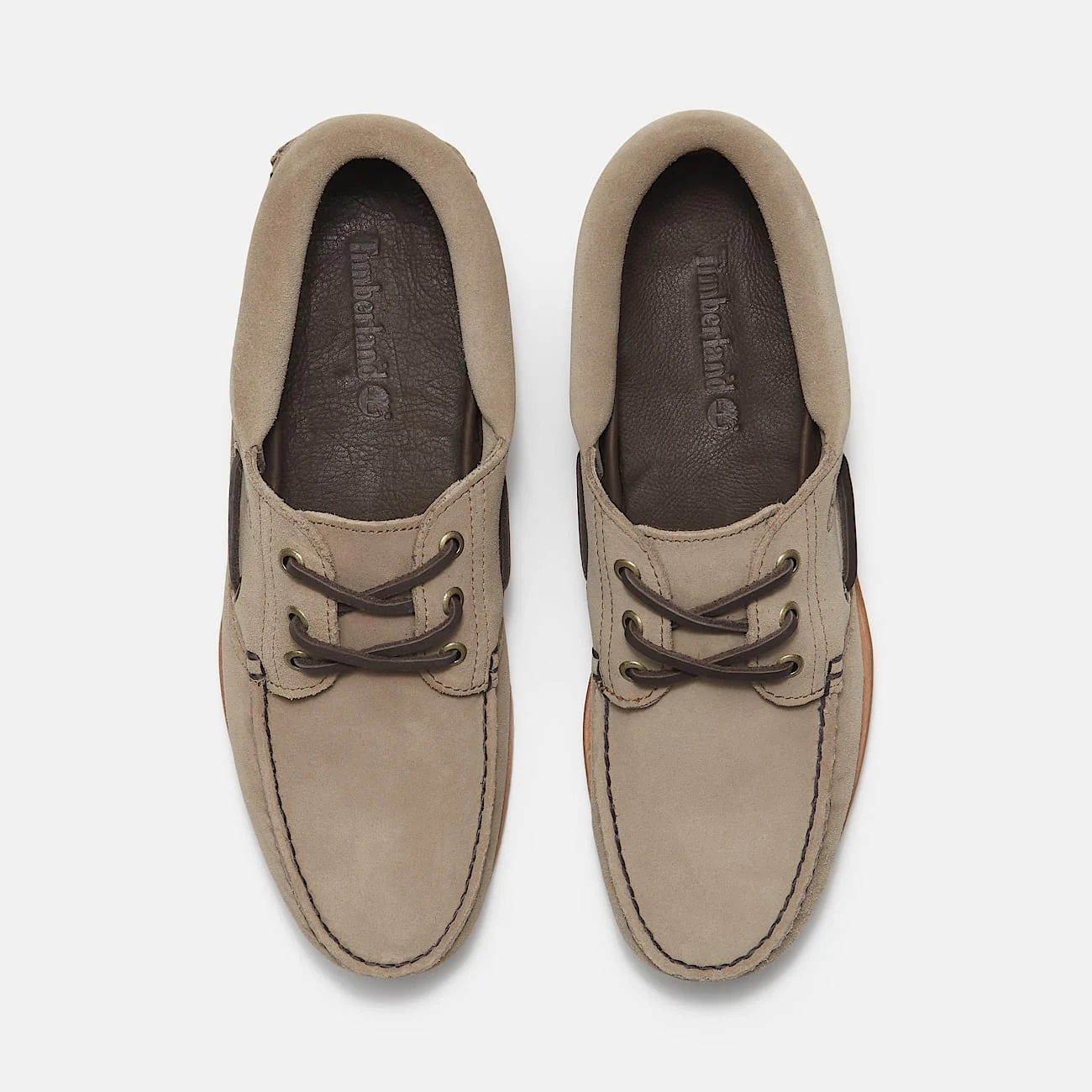 Authentic 'Mix Tape' Handsewn 3 Eye Lug Boat Shoe - Taupe - Image 3