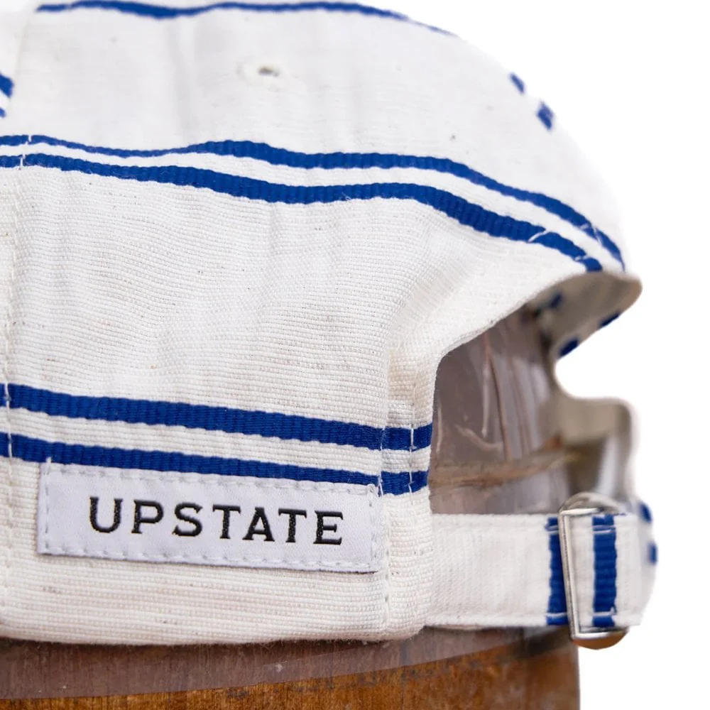 6-Panel Ballpark Cap Japanese Linen - Navy Stripe - Image 2