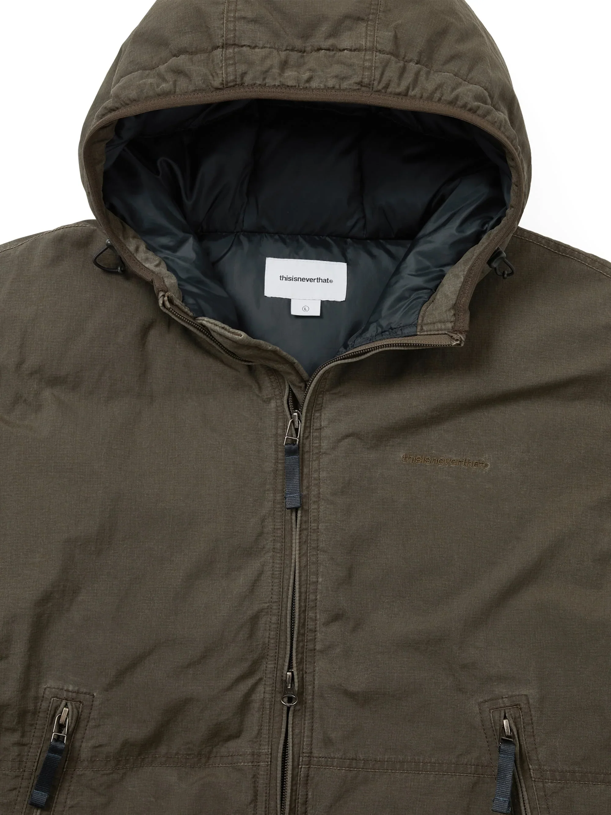 Washed Down Puffer Jacket - Olive Brown - Image 4