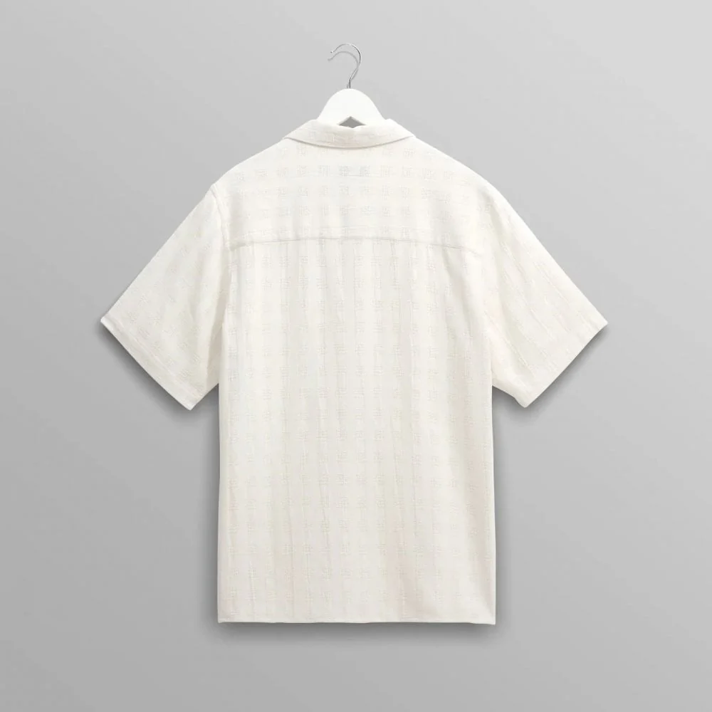 Didcot S/S Shirt - Open Weave Grid (Ecru) - Image 3