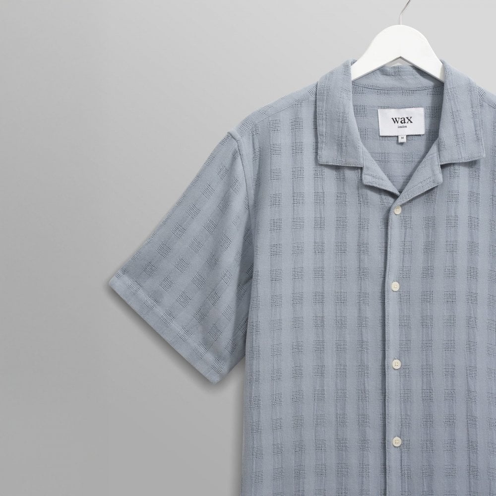 Didcot S/S Shirt - Open Weave Grid (Pale Blue) - Image 3