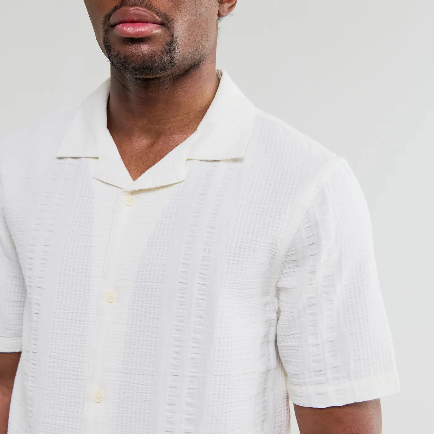 Didcot SS Shirt, Double Weave Seersucker - Ecru - Image 6