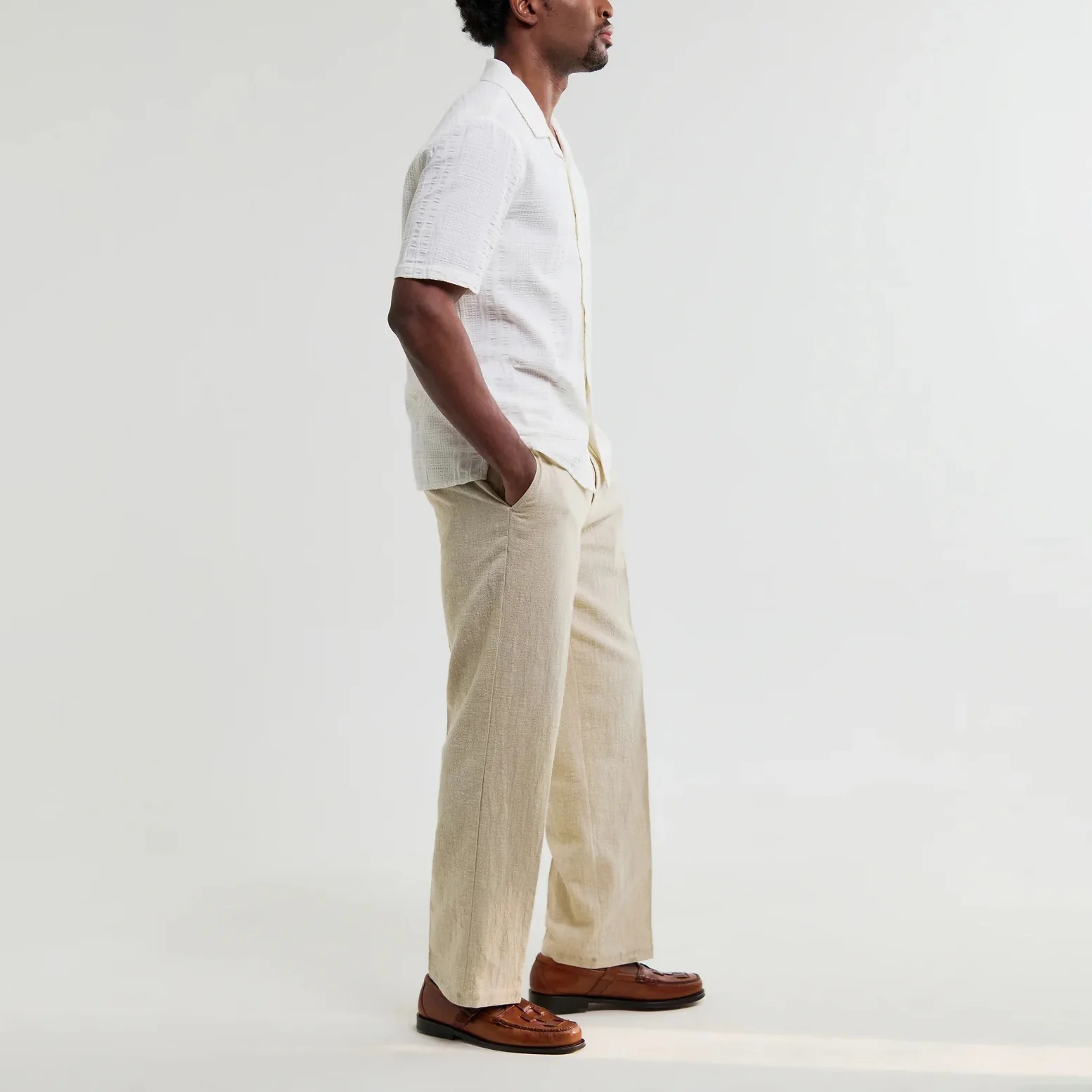 Didcot SS Shirt, Double Weave Seersucker - Ecru - Image 8