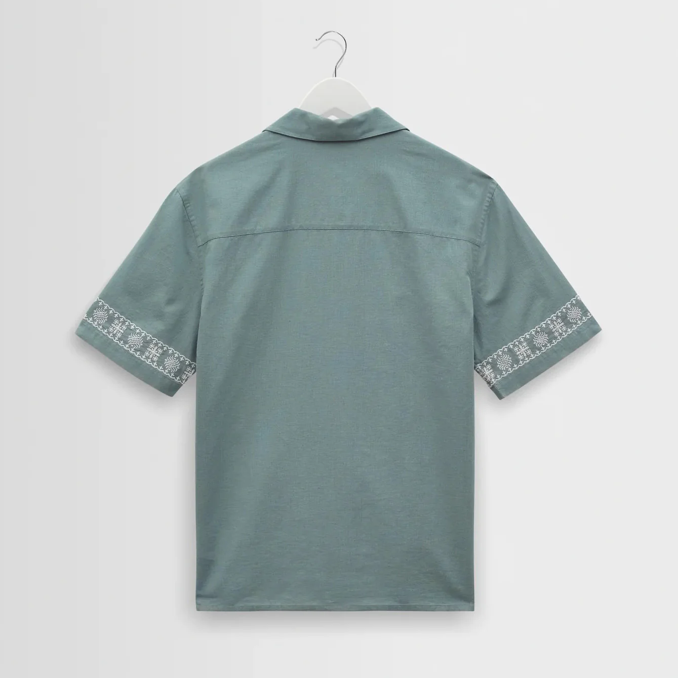 Didcot SS Shirt, Placement Border - Sea Green / Ecru - Image 2