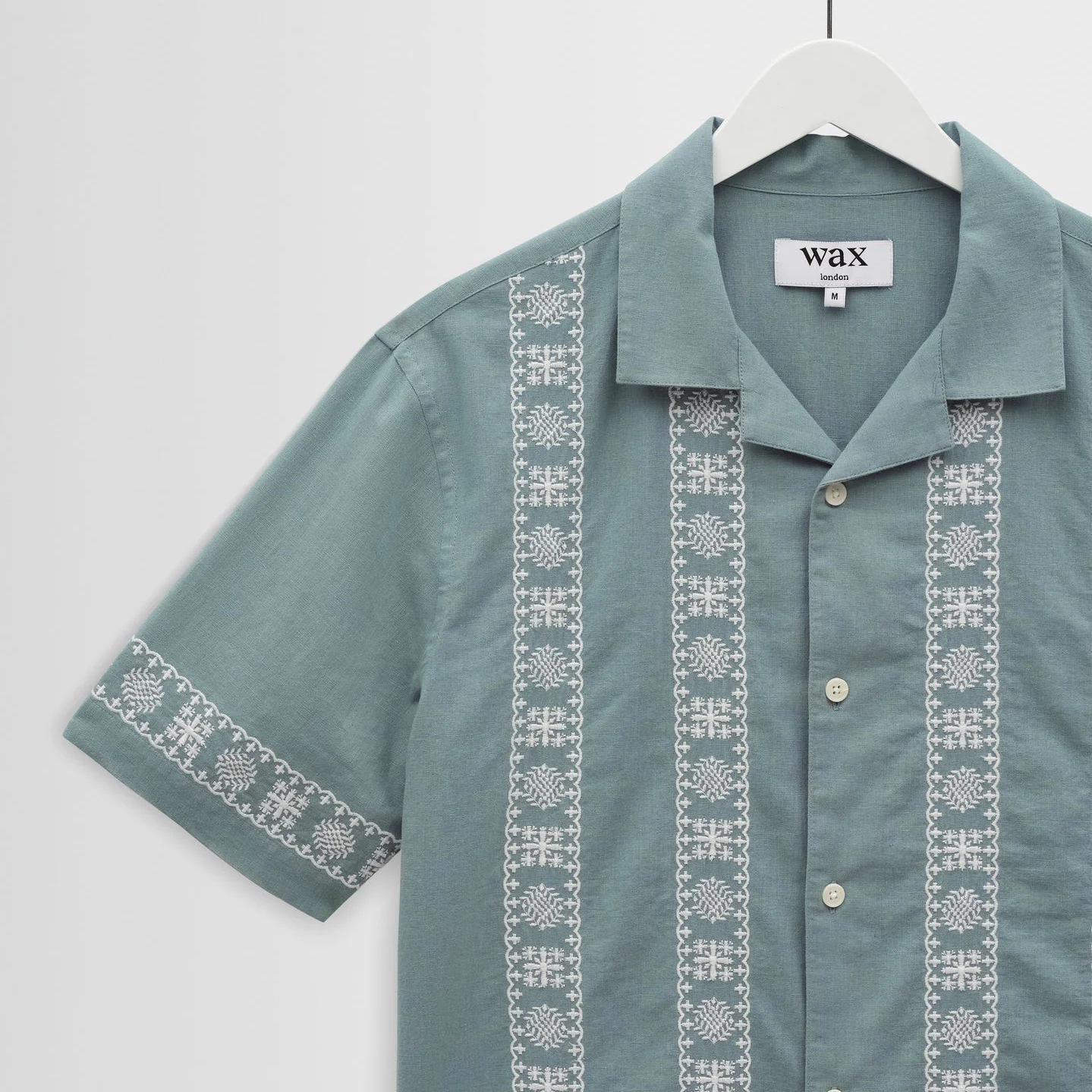 Didcot SS Shirt, Placement Border - Sea Green / Ecru - Image 3