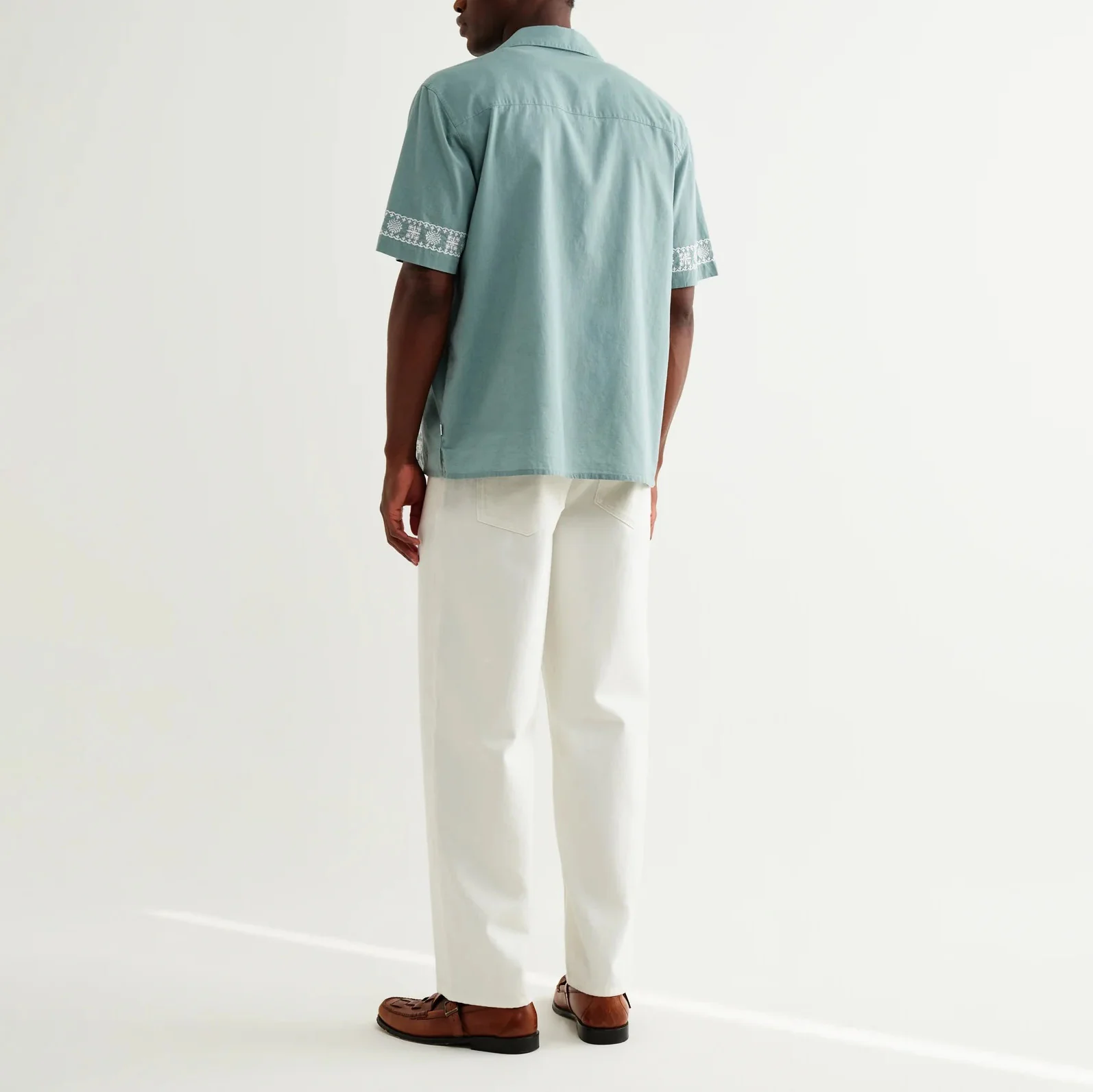 Didcot SS Shirt, Placement Border - Sea Green / Ecru - Image 9
