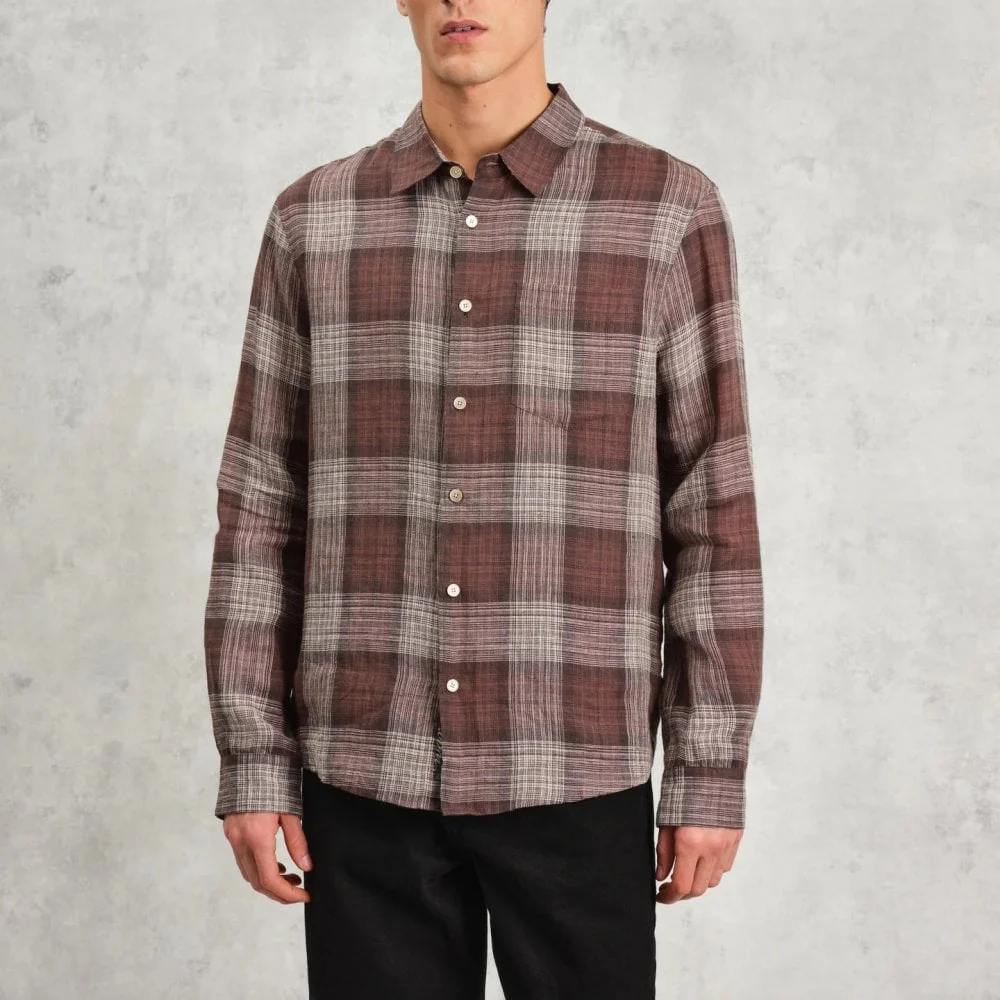 Jaunt LS Shirt, Linen - Brown Check - Image 6