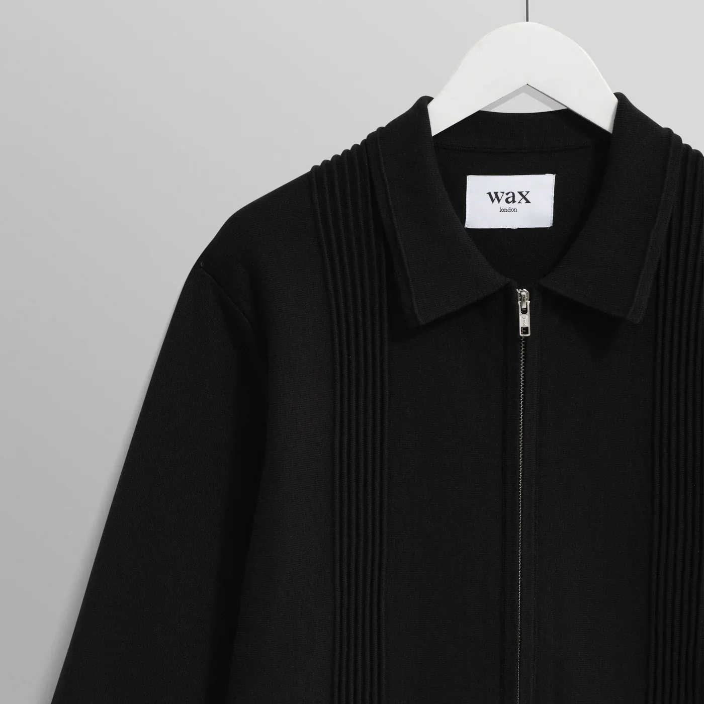 Lennox Zip Polo, Milano Ripple Stripe - Black - Image 4