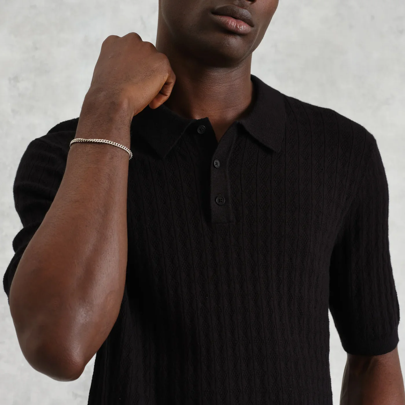 Naples Polo, Diamond Stripe - Black - Image 4