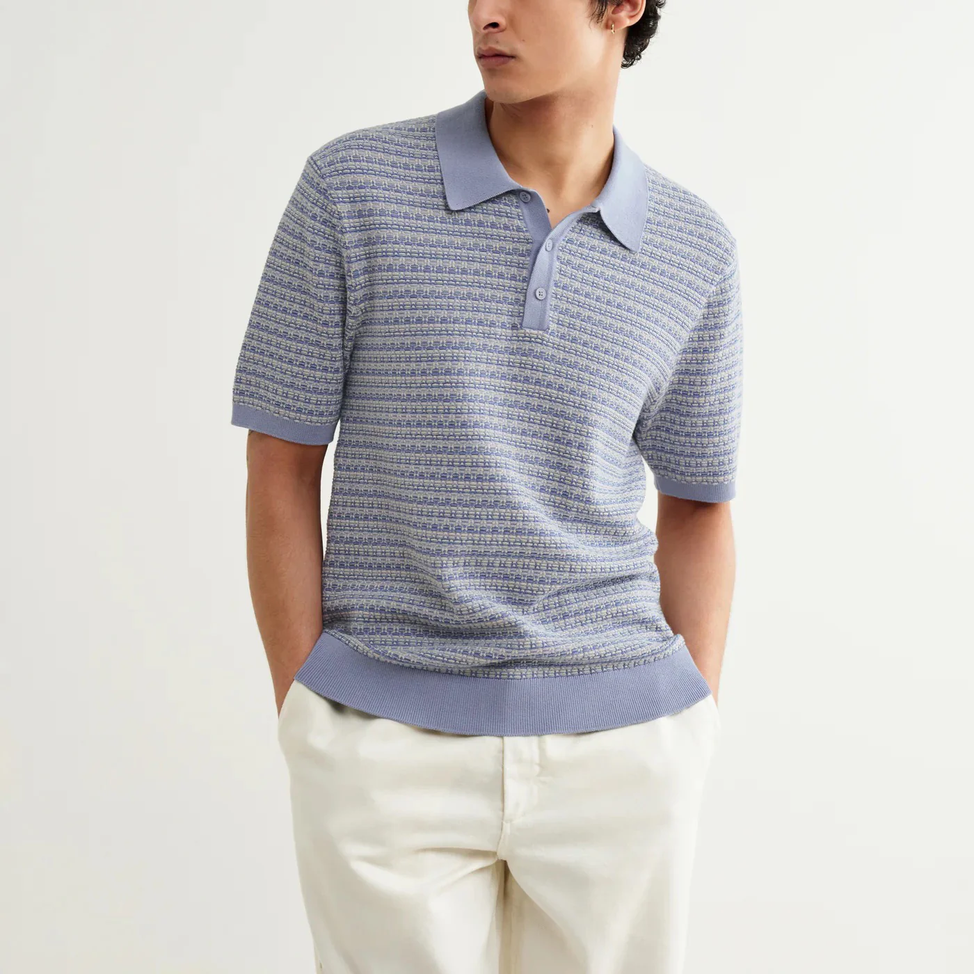 Naples SS Polo, Mini Geo - Light Blue - Image 4