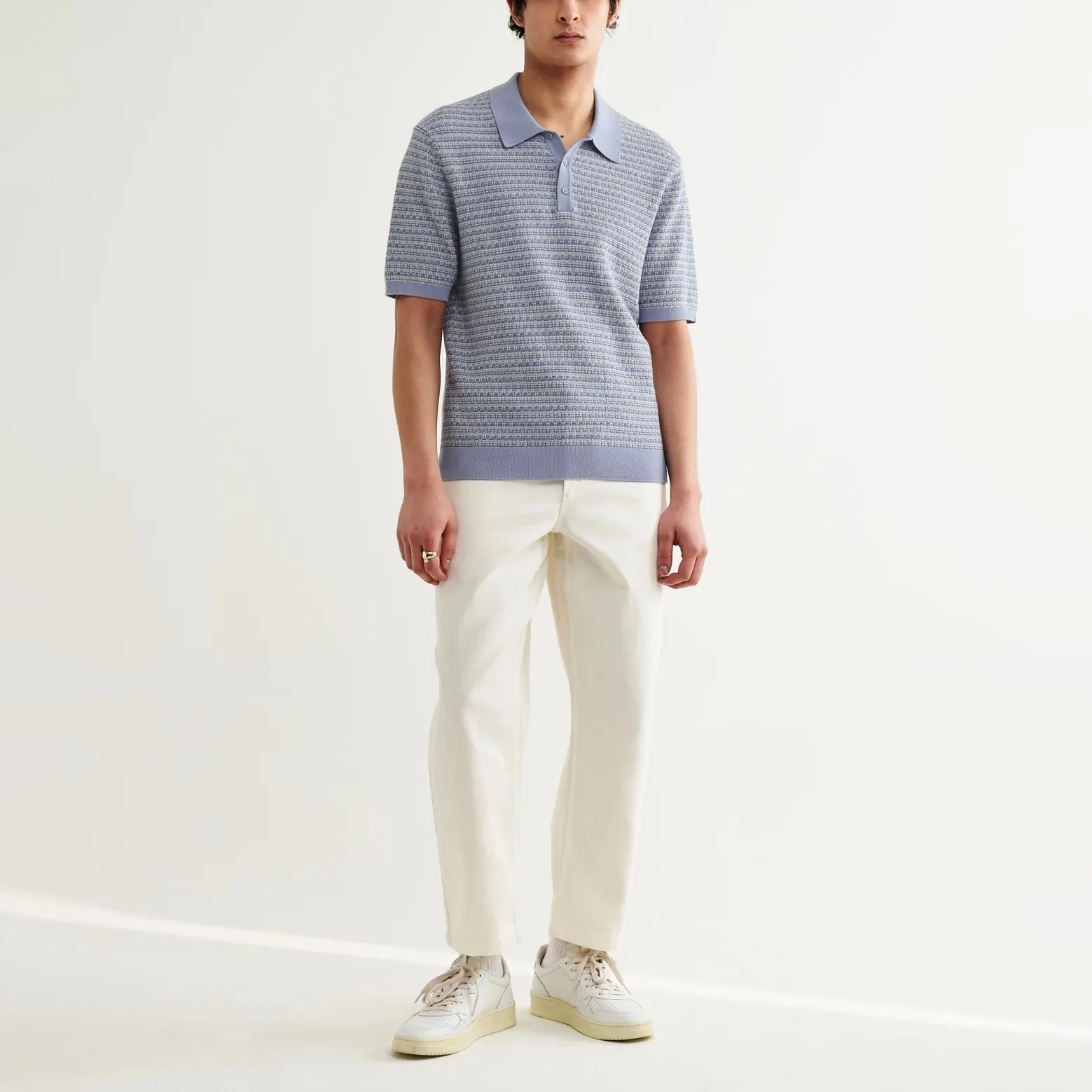 Naples SS Polo, Mini Geo - Light Blue - Image 5