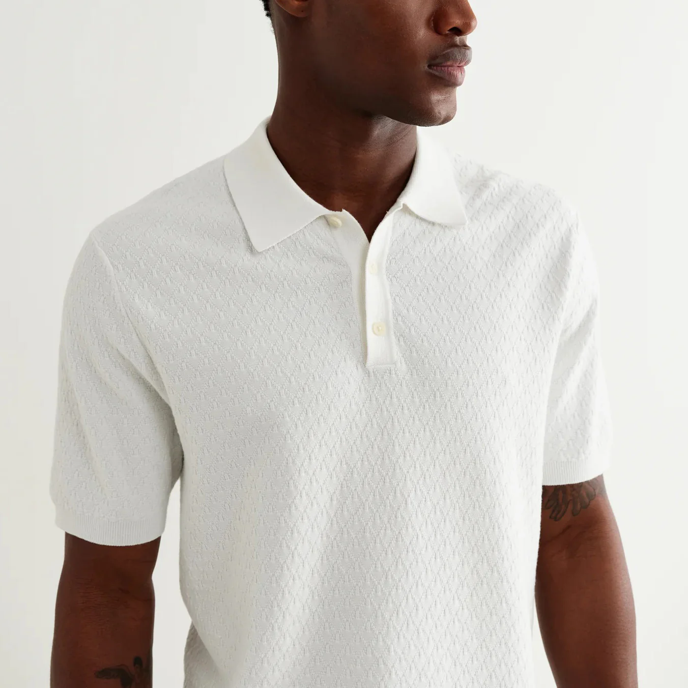 Naples SS Polo, Retro Diamond - Ecru - Image 5