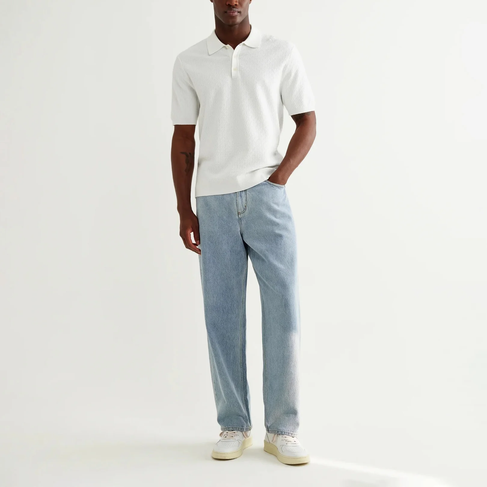Naples SS Polo, Retro Diamond - Ecru - Image 7